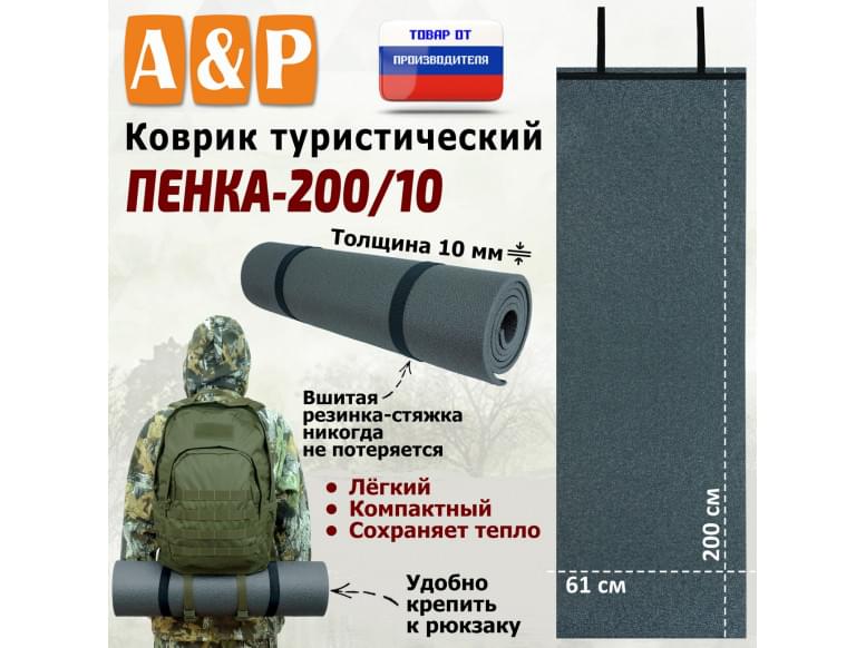 Коврик туристический "Пенка-200/10".