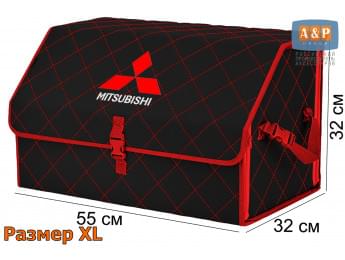 Органайзер-саквояж "Союз" в багажник Mitsubishi (Митсубиши), размер XL. Цвет: черный с красной прострочкой Ромб.
