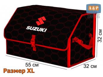 Органайзер-саквояж "Союз" в багажник Suzuki (Сузуки), размер XL. Цвет: черный с красной прострочкой Соты.