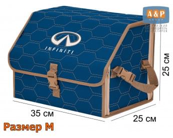 Органайзер-саквояж "Союз" в багажник Infiniti (Инфинити), размер M. Цвет: синий с бежевой прострочкой Соты.